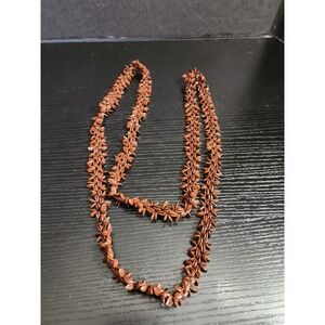 Koa Seed Necklace Lei Bohemian Floral Wood Bead Boho Statement